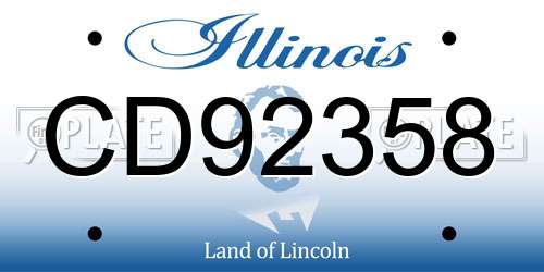 CD92358 Illinois License Plate
