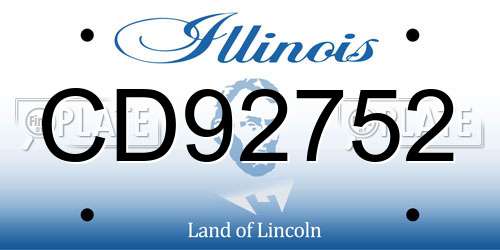 CD92752 Illinois License Plate