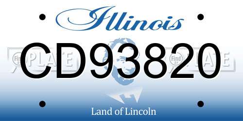 CD93820 Illinois License Plate