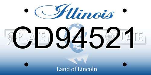 CD94521 Illinois License Plate