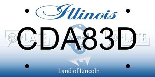 CDA83D Illinois License Plate
