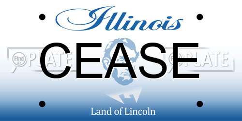 CEASE Illinois License Plate