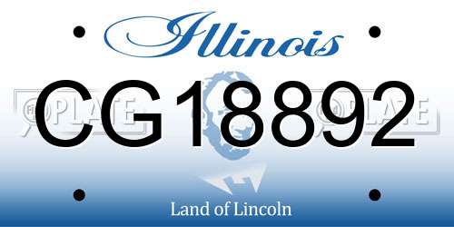 CG18892 Illinois License Plate