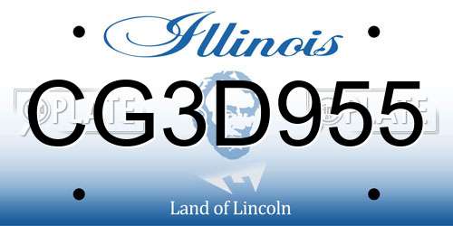 CG3D955 Illinois License Plate