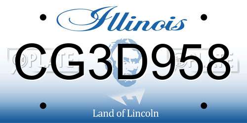 CG3D958 Illinois License Plate