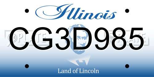 CG3D985 Illinois License Plate