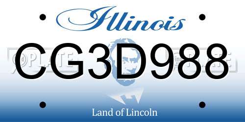 CG3D988 Illinois License Plate