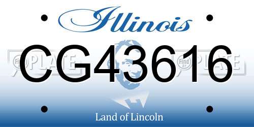 CG43616 Illinois License Plate