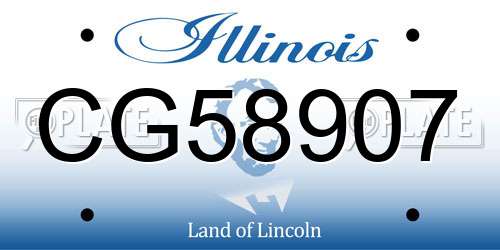 CG58907 Illinois License Plate