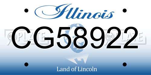 CG58922 Illinois License Plate