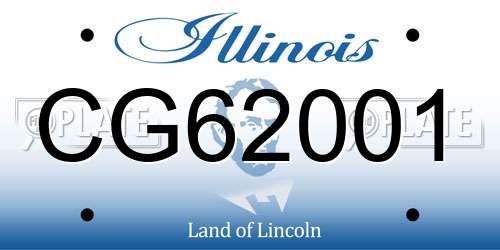 CG62001 Illinois License Plate