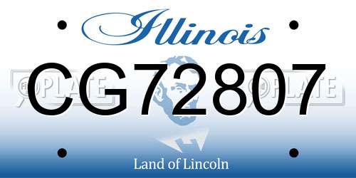 CG72807 Illinois License Plate
