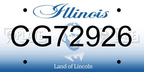 CG72926 Illinois License Plate