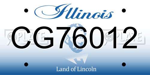 CG76012 Illinois License Plate