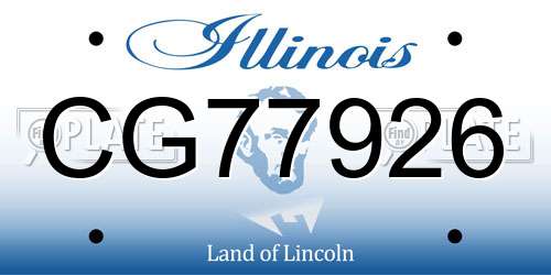 CG77926 Illinois License Plate