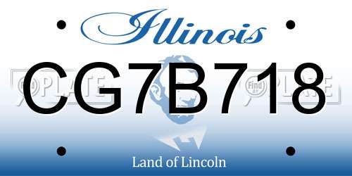 CG7B718 Illinois License Plate