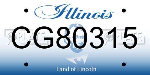 CG80315 Illinois License Plate