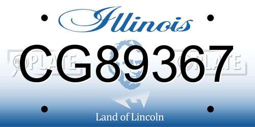 CG89367 Illinois License Plate