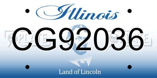 CG92036 Illinois License Plate