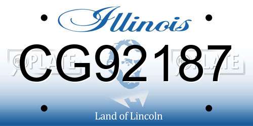 CG92187 Illinois License Plate