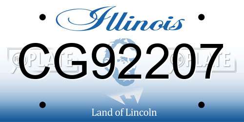 CG92207 Illinois License Plate