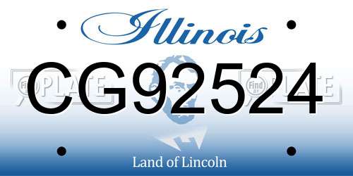 CG92524 Illinois License Plate