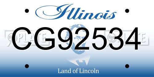 CG92534 Illinois License Plate