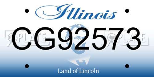 CG92573 Illinois License Plate