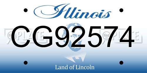 CG92574 Illinois License Plate