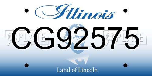 CG92575 Illinois License Plate
