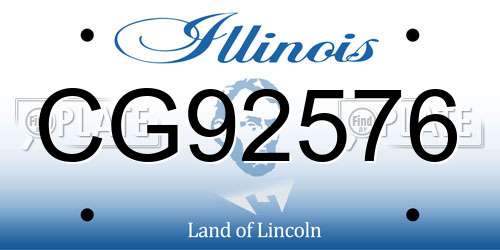 CG92576 Illinois License Plate
