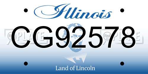 CG92578 Illinois License Plate