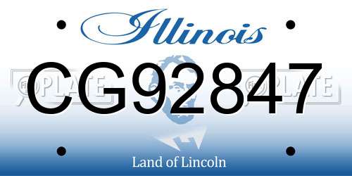 CG92847 Illinois License Plate