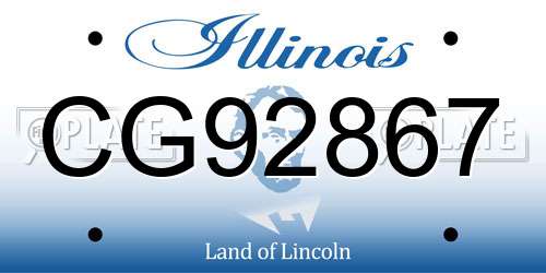 CG92867 Illinois License Plate