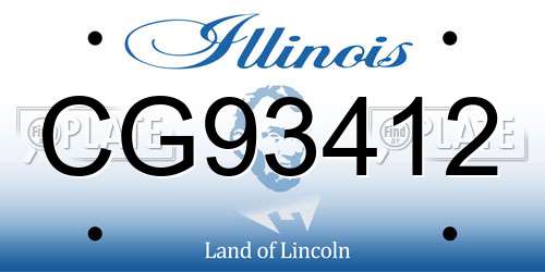 CG93412 Illinois License Plate