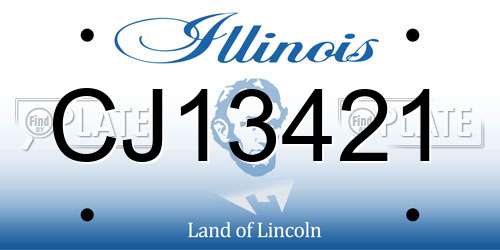 CJ13421 Illinois License Plate