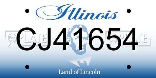 CJ41654 Illinois License Plate