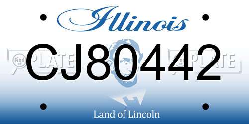 CJ80442 Illinois License Plate