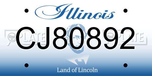 CJ80892 Illinois License Plate