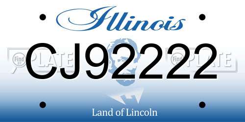 CJ92222 Illinois License Plate
