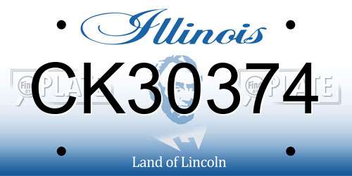 CK30374 Illinois License Plate