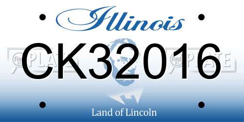 CK32016 Illinois License Plate