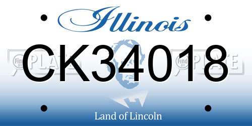 CK34018 Illinois License Plate