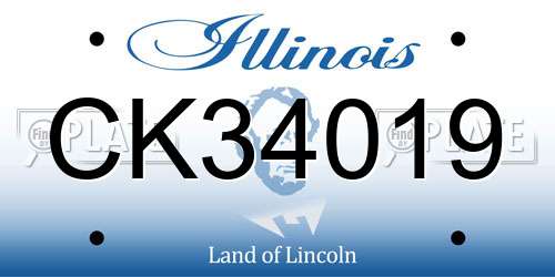 CK34019 Illinois License Plate