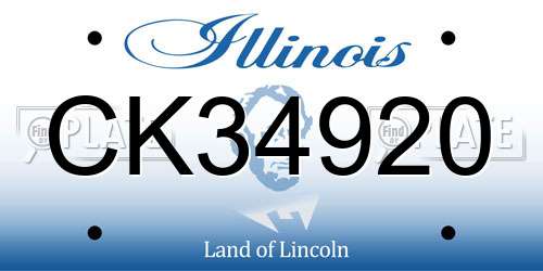 CK34920 Illinois License Plate