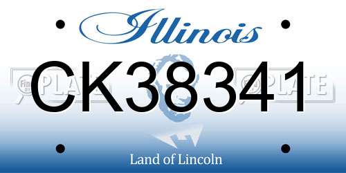 CK38341 Illinois License Plate