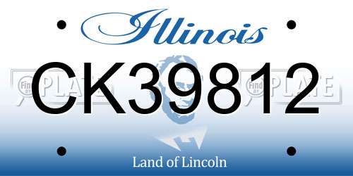 CK39812 Illinois License Plate
