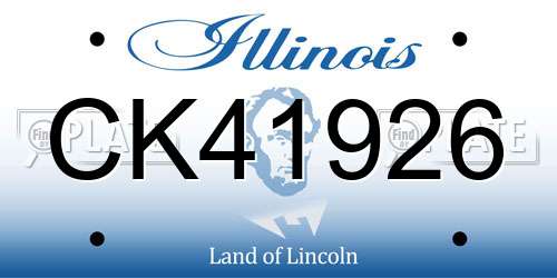 CK41926 Illinois License Plate