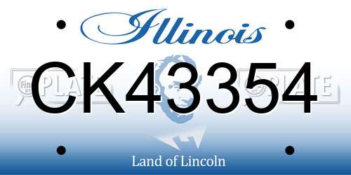 CK43354 Illinois License Plate