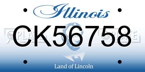 CK56758 Illinois License Plate